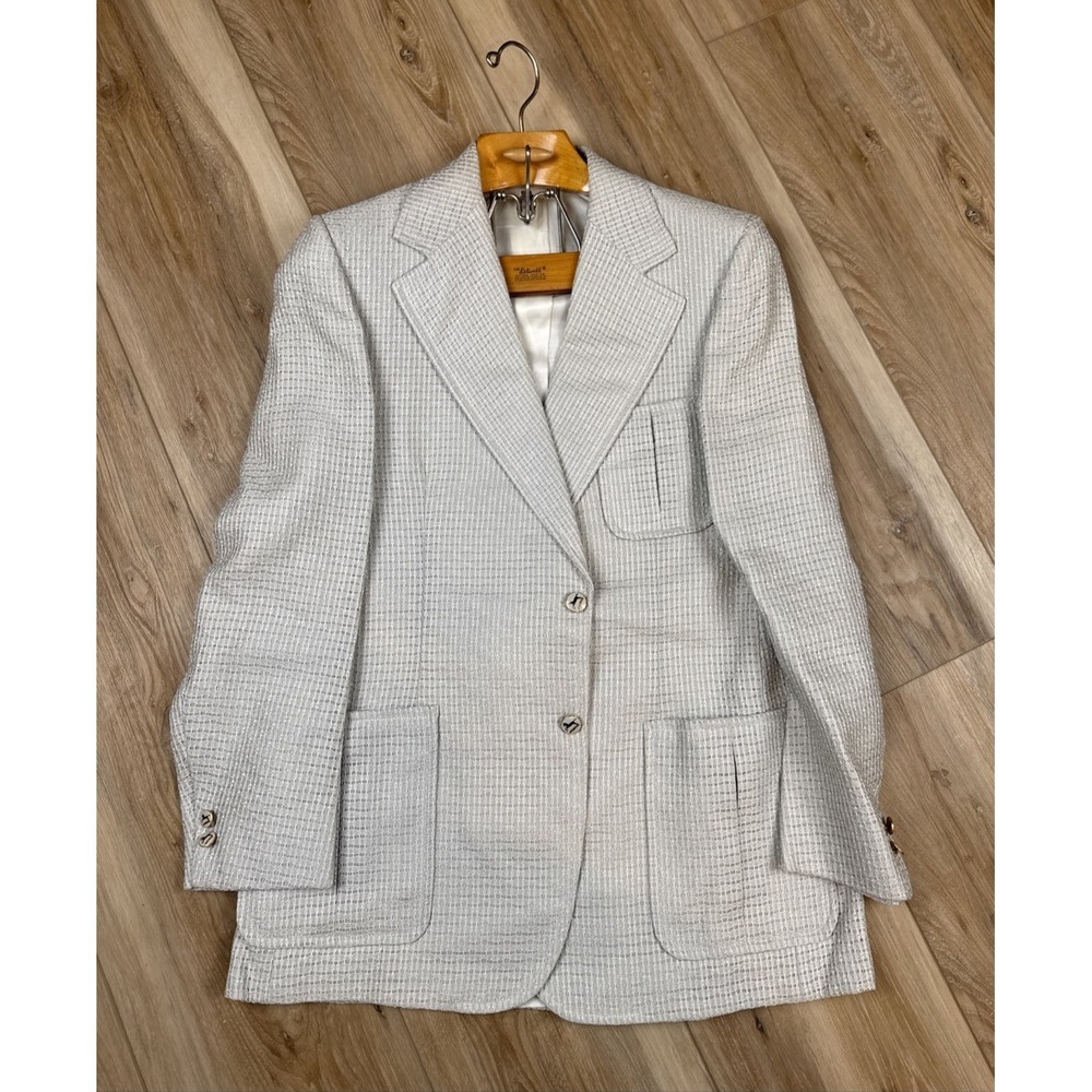 Men's Vintage Delton Beige Suit Jacket Sport Coat‎ Size 40 Regular Mid Century